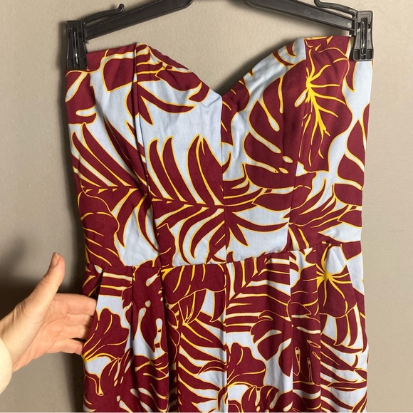 H&M Conscious strapless jumper tropical print size 6 red blue leaf pattern - Picture 4 of 9